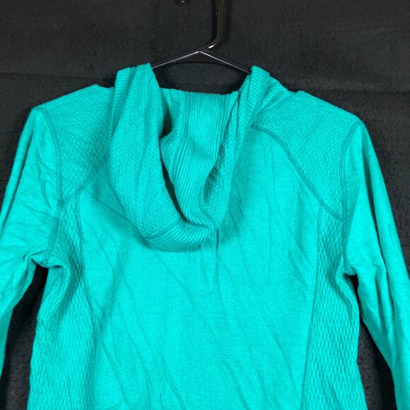 Eddie Bauer Womens Jacket Turquoise Full Zip Thumb Holes Hooded Stretch Small - Picture 11 of 12